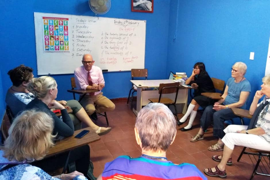 Volunteers meeting inside at Mexico